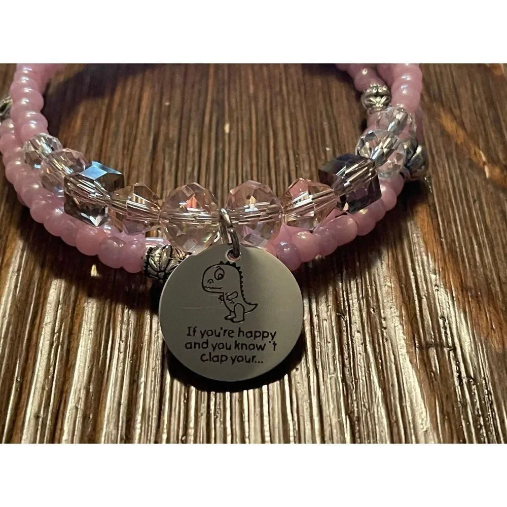 Hand Crafted pink beaded